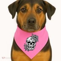 Skull Flower Tattoo USA-Made Doggie Bandana thumb 1