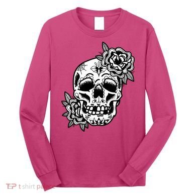 Skull Flower Tattoo Long Sleeve Shirt