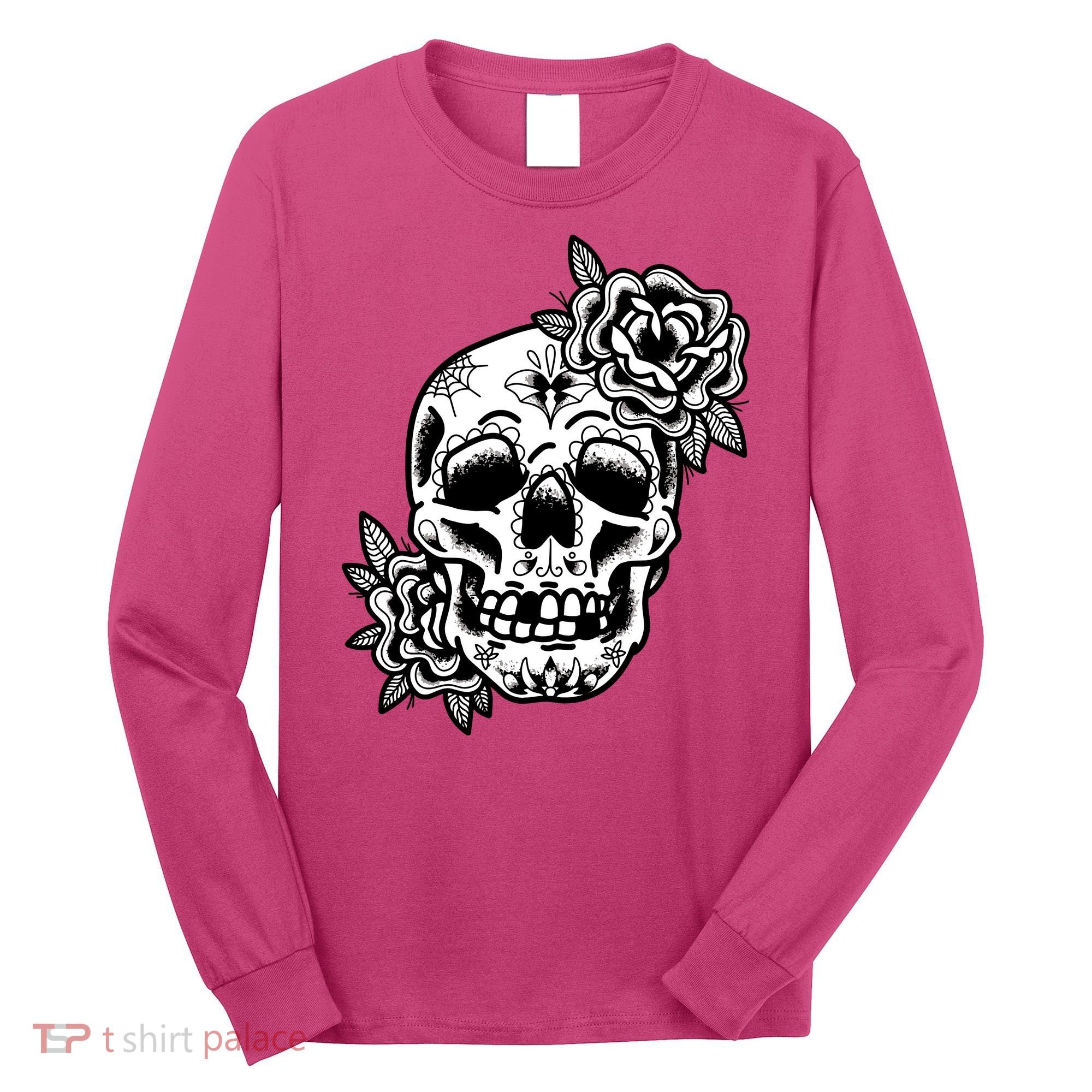 Skull Flower Tattoo Long Sleeve Shirt