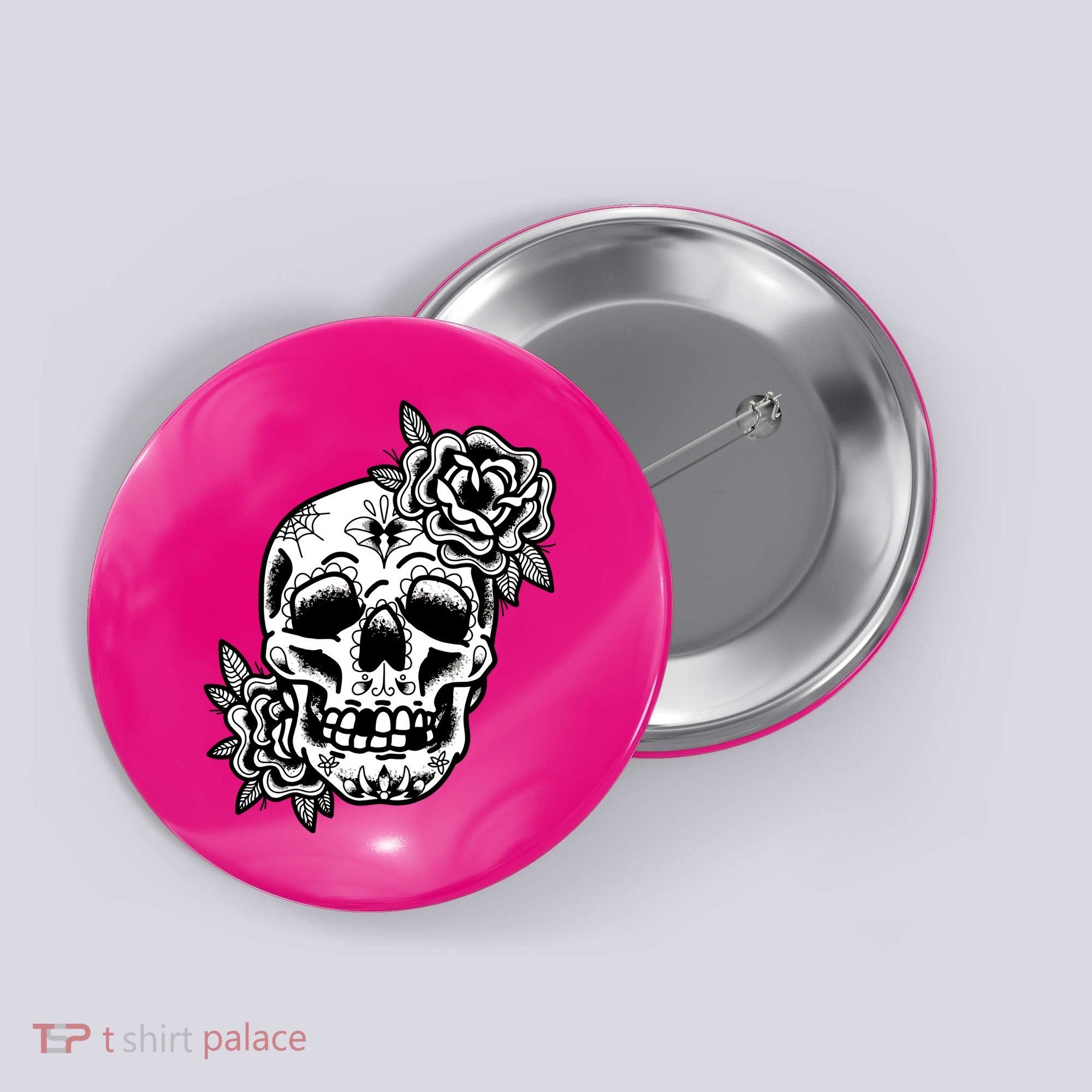 Skull Flower Tattoo Button