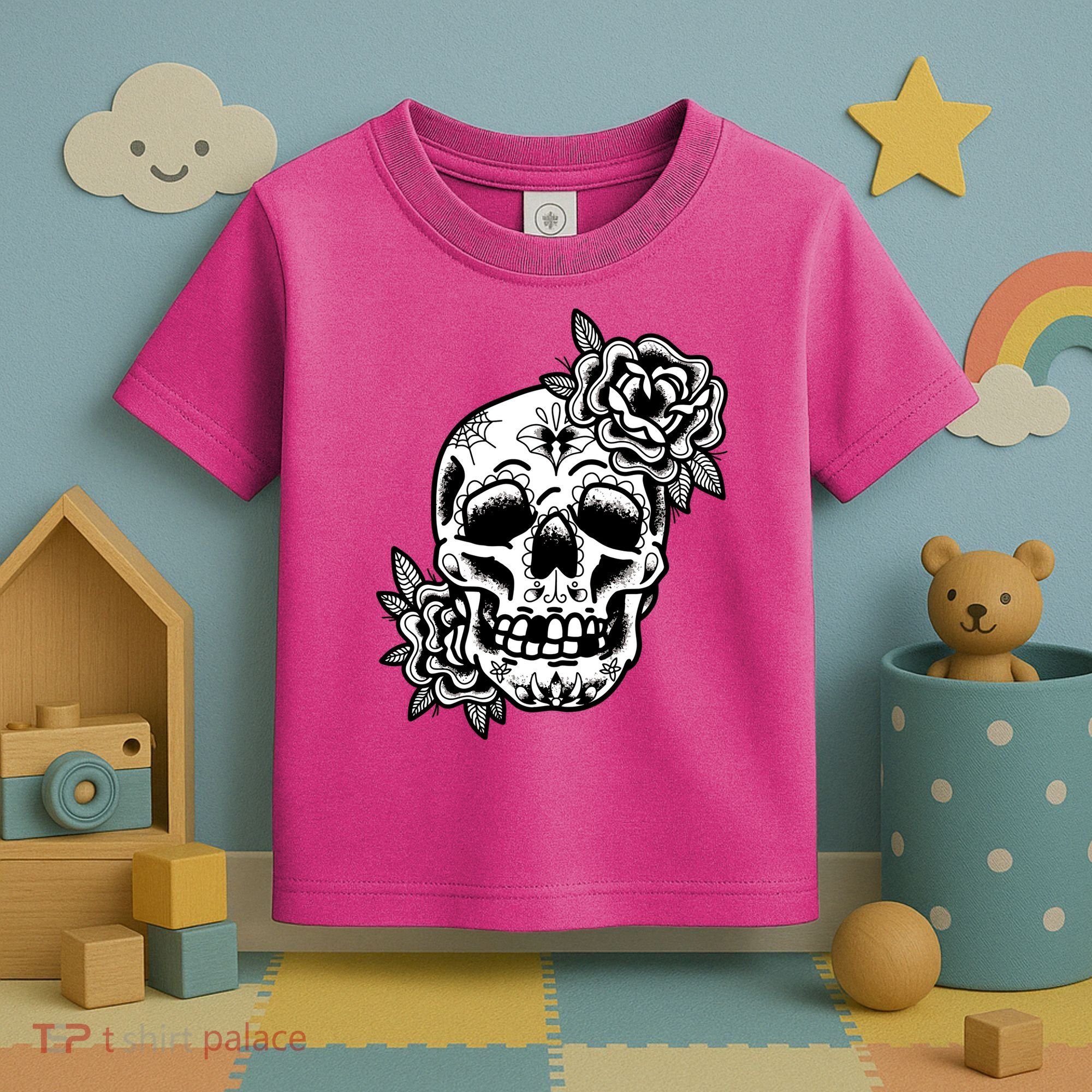 Skull Flower Tattoo Toddler T-Shirt