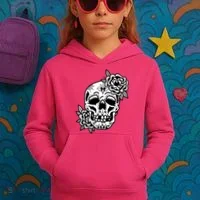 Skull Flower Tattoo Kids Hoodie thumb 3
