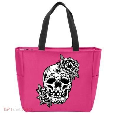 Skull Flower Tattoo Tote Bag