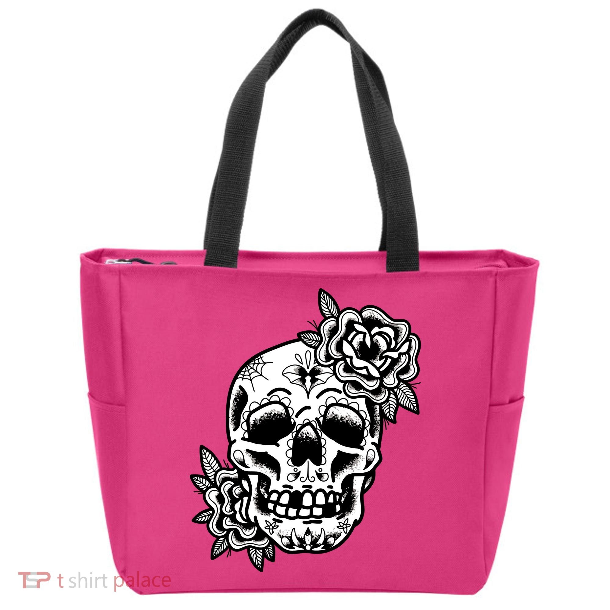 Skull Flower Tattoo Tote Bag