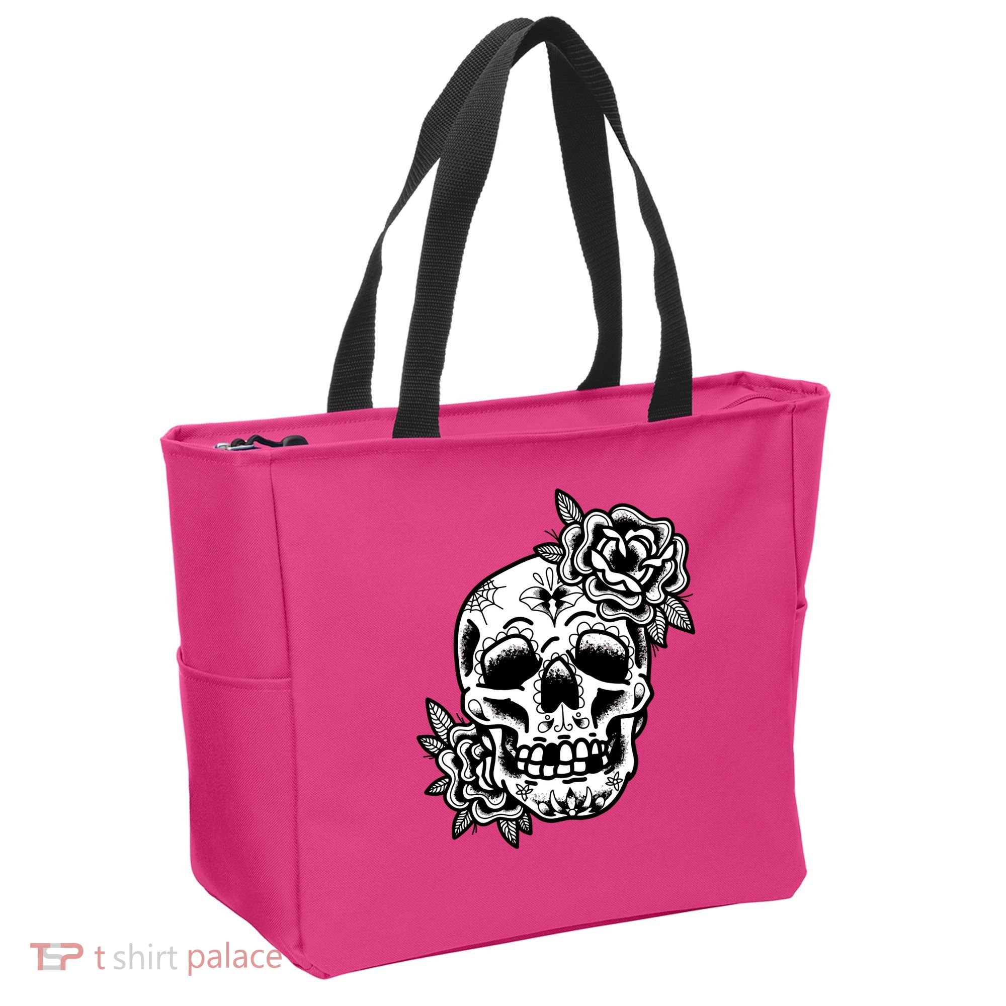 Skull Flower Tattoo Tote Bag