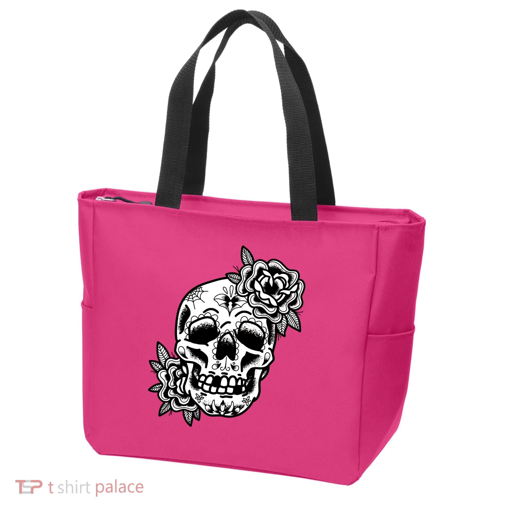 Skull Flower Tattoo Tote Bag