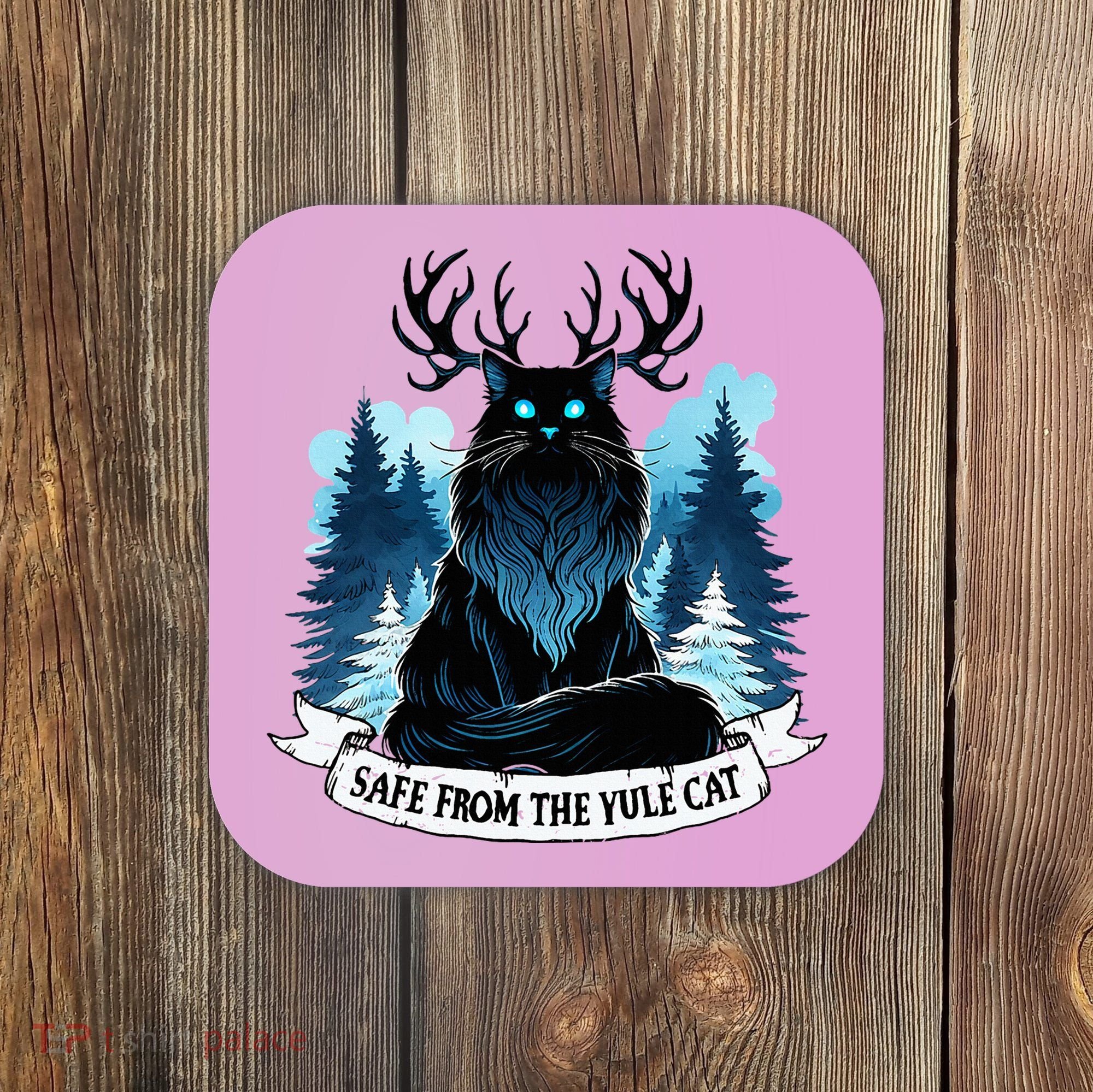 Safe From The Yule Cat Christmas Icelandic Iceland Folklore Coaster