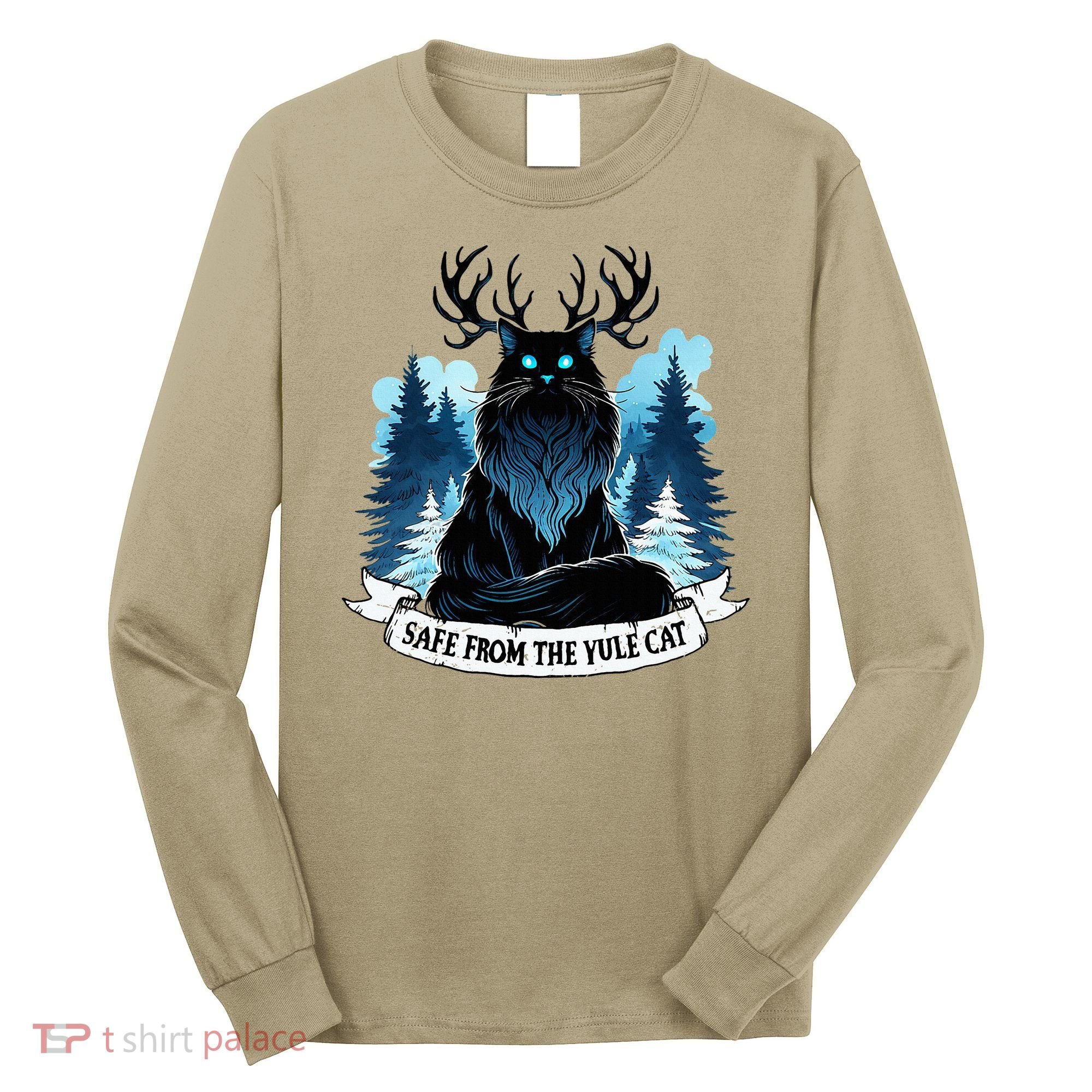 Safe From The Yule Cat Christmas Icelandic Iceland Folklore Long Sleeve Shirt