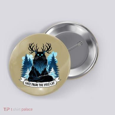 Safe From The Yule Cat Christmas Icelandic Iceland Folklore Button
