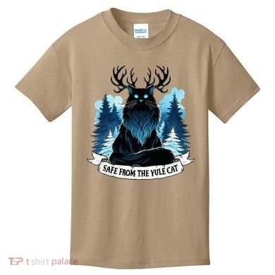 Safe From The Yule Cat Christmas Icelandic Iceland Folklore Kids T-Shirt