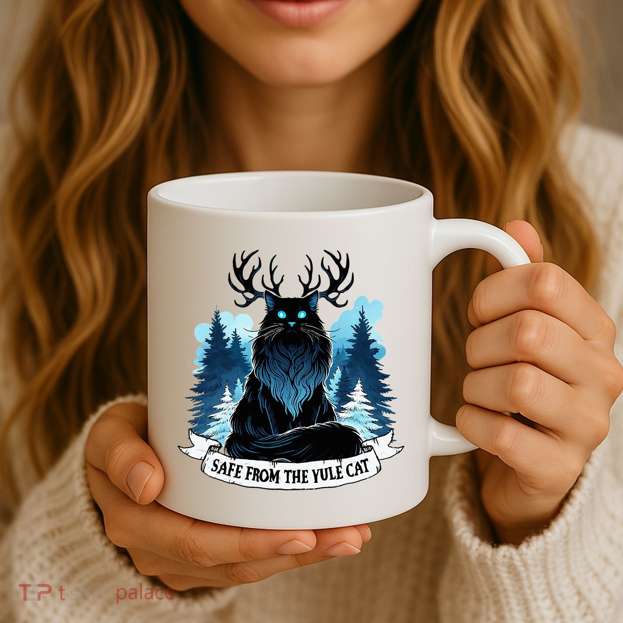 Safe From The Yule Cat Christmas Icelandic Iceland Folklore Coffee Mug