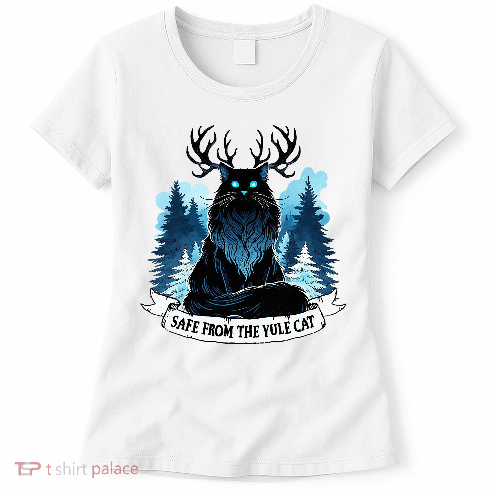 Safe From The Yule Cat Christmas Icelandic Iceland Folklore Women's T-Shirt