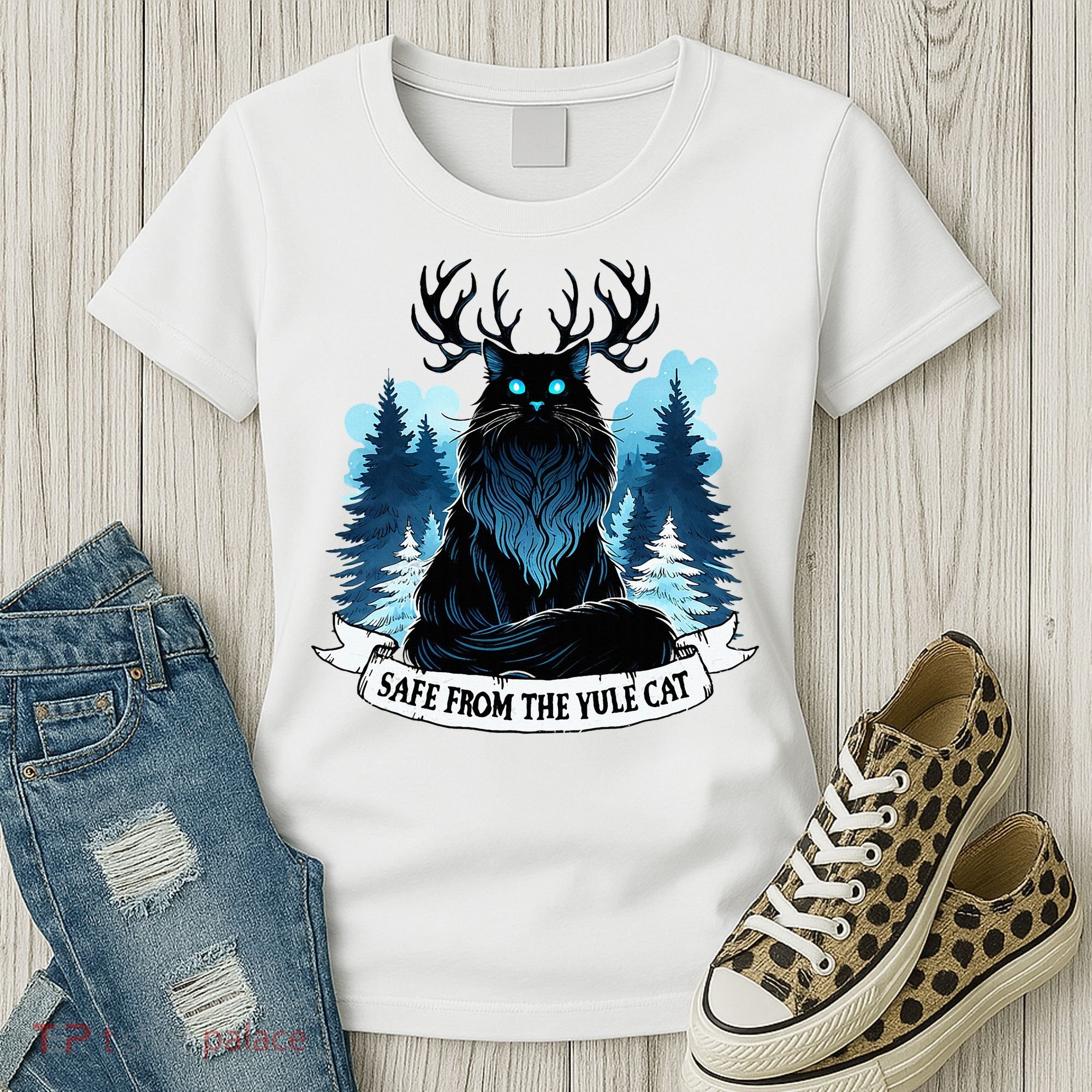 Safe From The Yule Cat Christmas Icelandic Iceland Folklore Women's T-Shirt