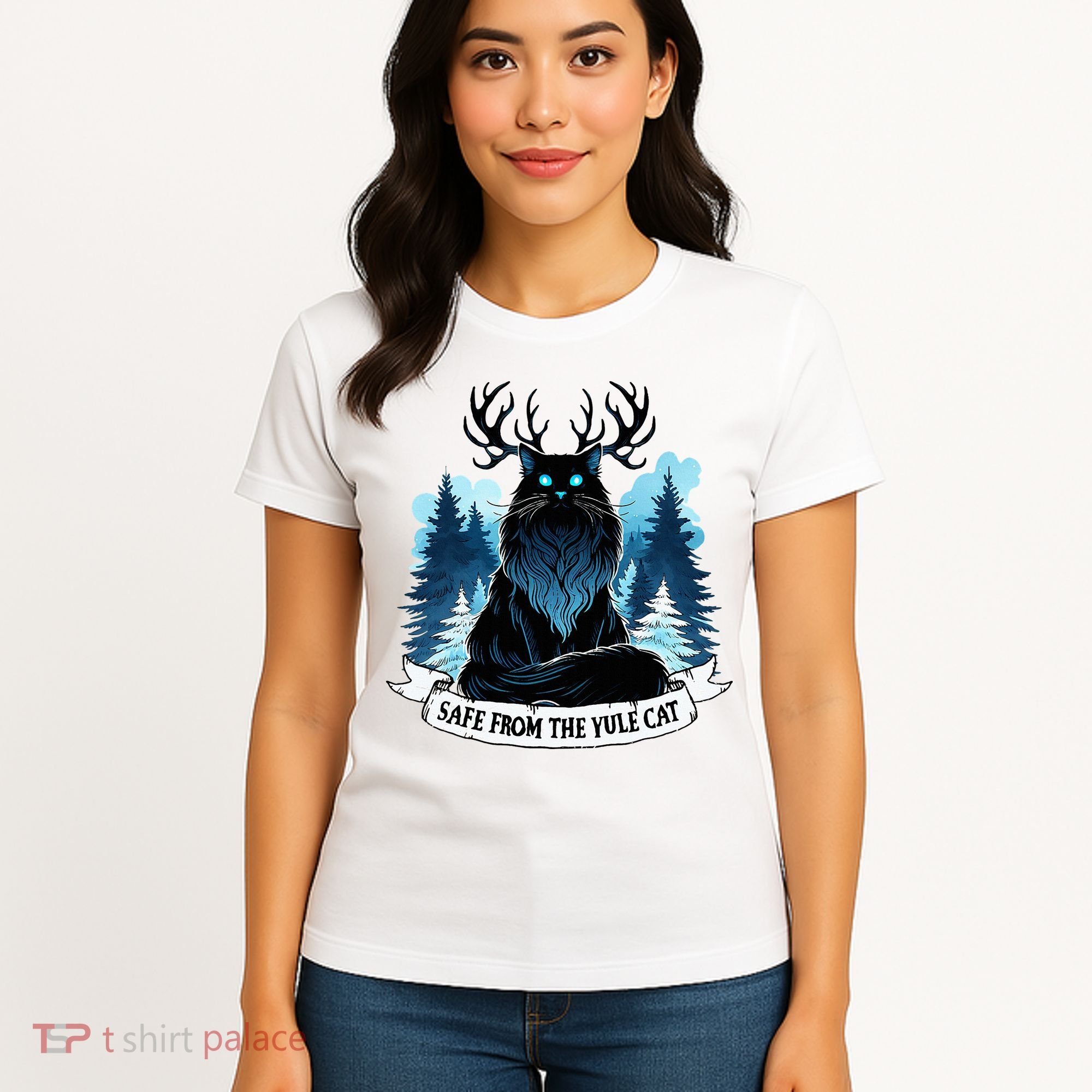Safe From The Yule Cat Christmas Icelandic Iceland Folklore Women's T-Shirt