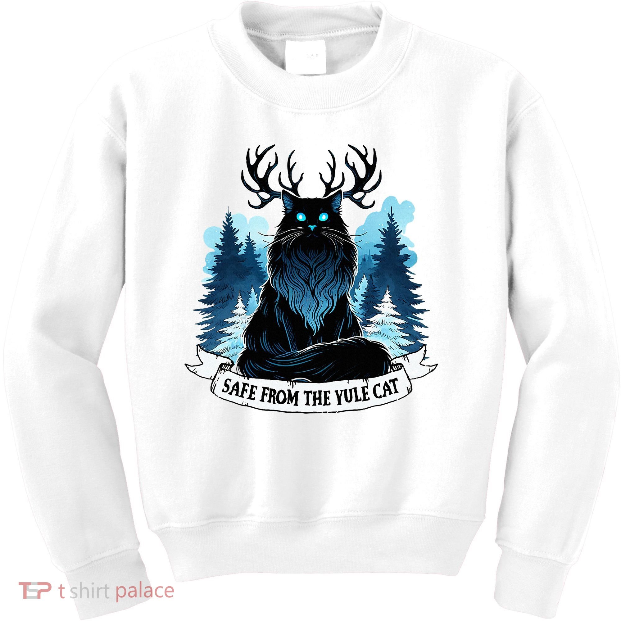 Safe From The Yule Cat Christmas Icelandic Iceland Folklore Kids Sweatshirt