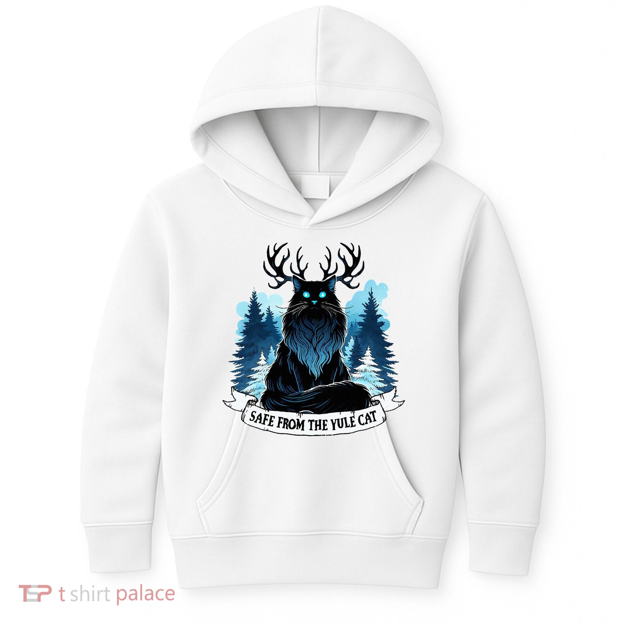 Safe From The Yule Cat Christmas Icelandic Iceland Folklore Kids Hoodie