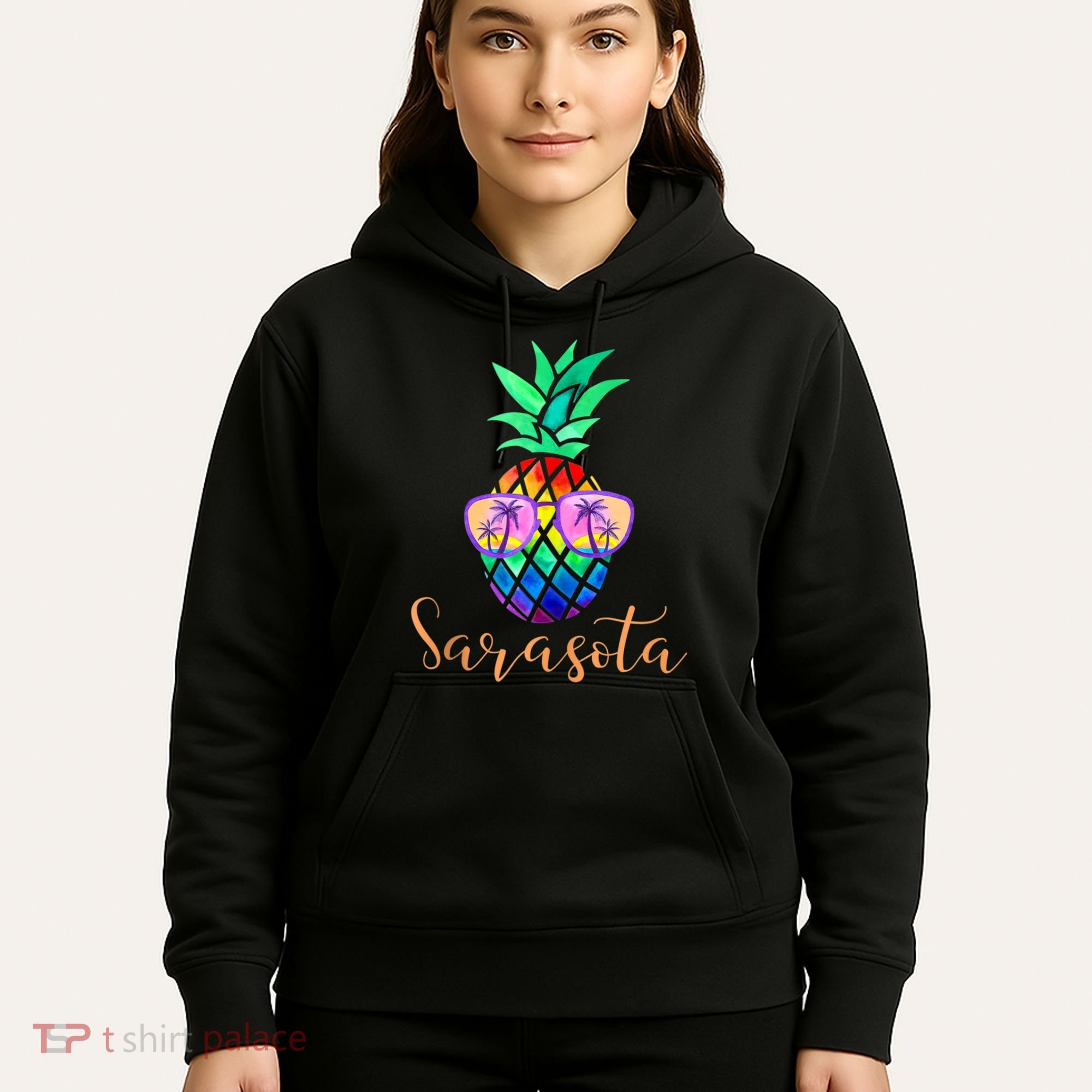 Sarasota Florida Tropical Funny Pineapple Summer Sunglasses Hoodie