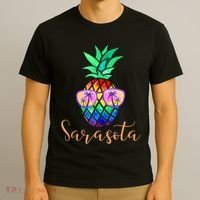 Sarasota Florida Tropical Funny Pineapple Summer Sunglasses T-Shirt thumb 3