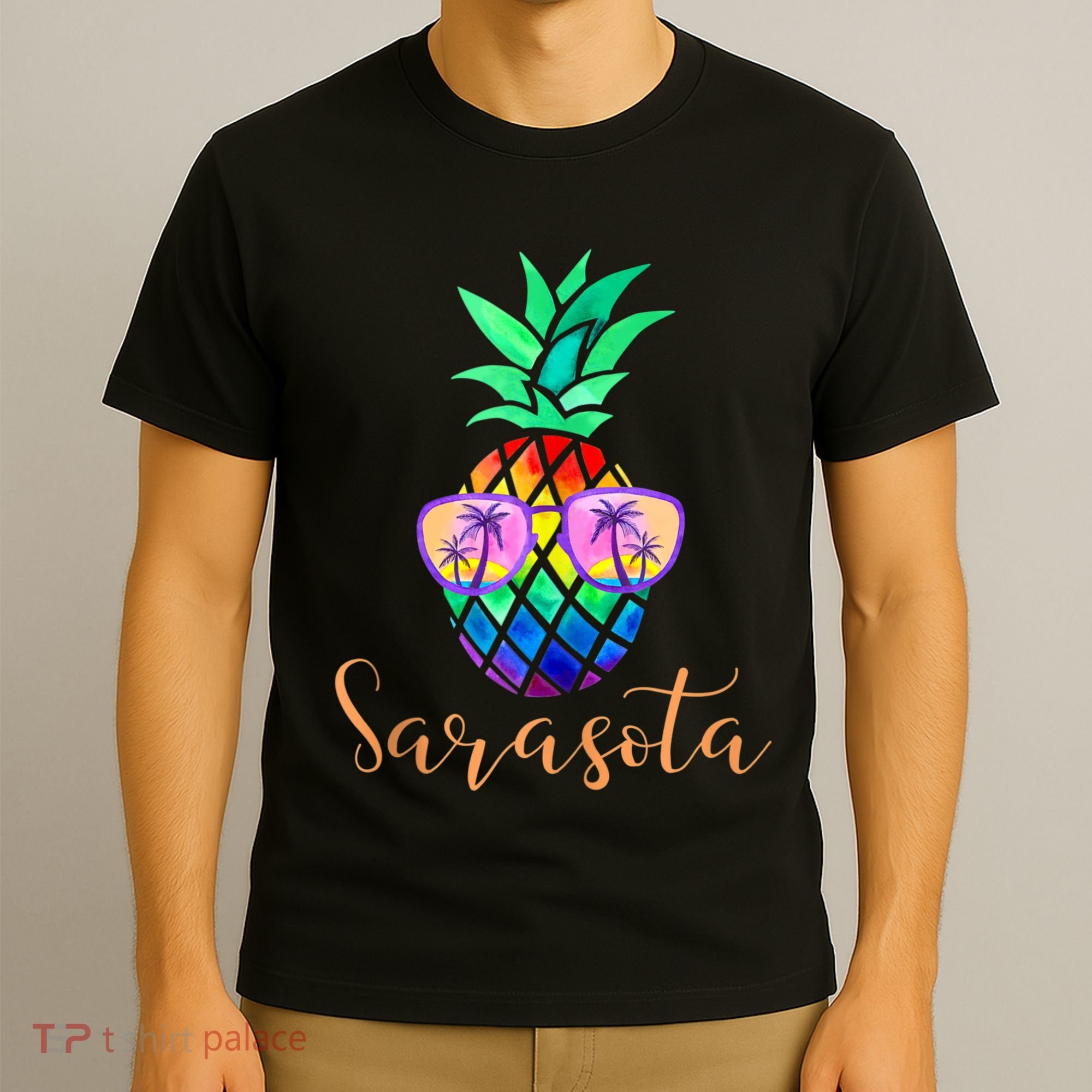 Sarasota Florida Tropical Funny Pineapple Summer Sunglasses T-Shirt