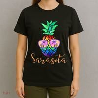 Sarasota Florida Tropical Funny Pineapple Summer Sunglasses T-Shirt thumb 4