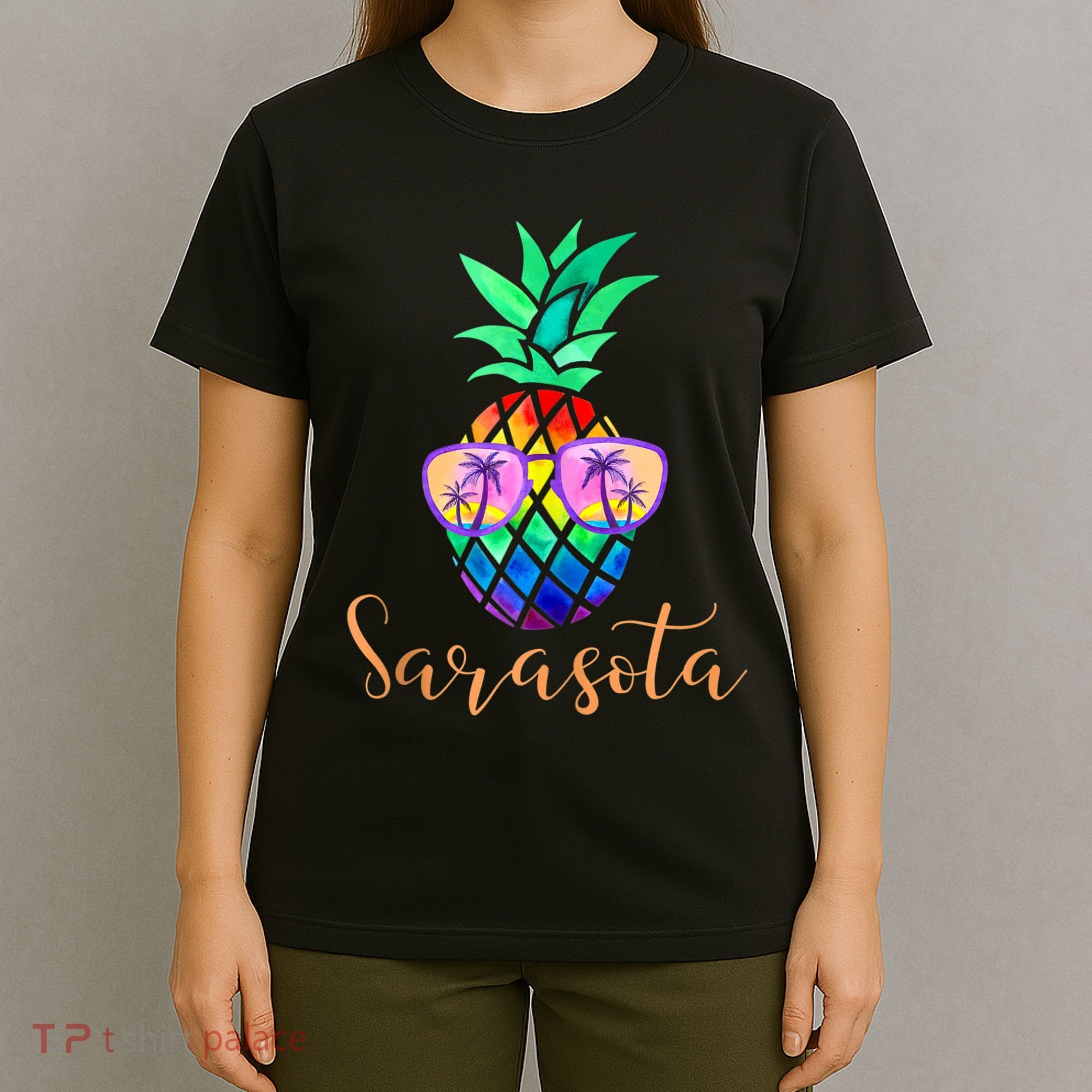 Sarasota Florida Tropical Funny Pineapple Summer Sunglasses T-Shirt