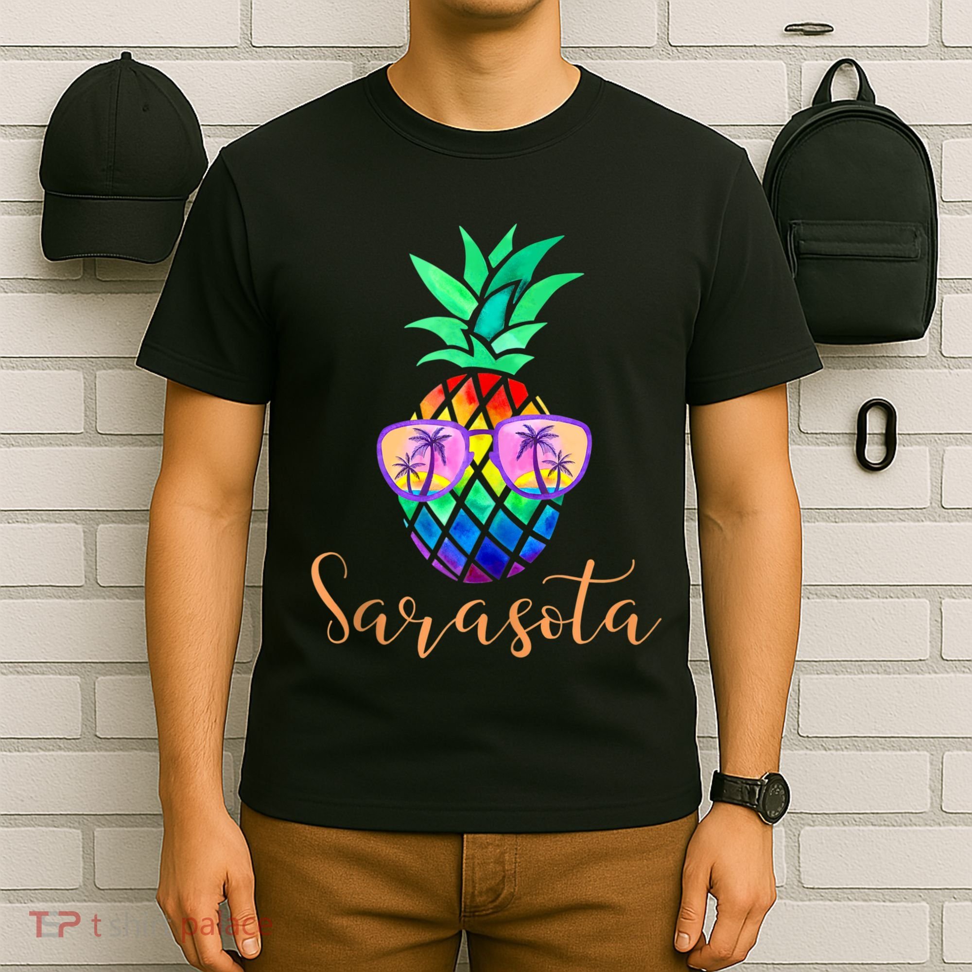 Sarasota Florida Tropical Funny Pineapple Summer Sunglasses T-Shirt