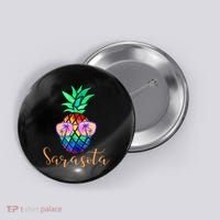 Sarasota Florida Tropical Funny Pineapple Summer Sunglasses Button thumb 0