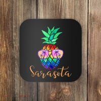 Sarasota Florida Tropical Funny Pineapple Summer Sunglasses Coaster thumb 0