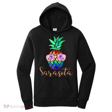 Sarasota Florida Tropical Funny Pineapple Summer Sunglasses Women's Hoodie