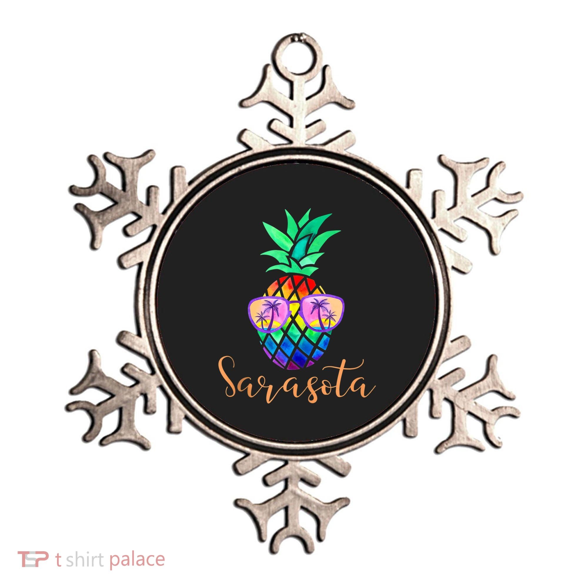 Sarasota Florida Tropical Funny Pineapple Summer Sunglasses Ornament
