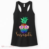 Sarasota Florida Tropical Funny Pineapple Summer Sunglasses Women's Tank Top thumb 0