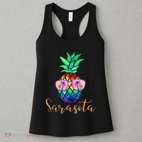 Sarasota Florida Tropical Funny Pineapple Summer Sunglasses Women's Tank Top thumb 3