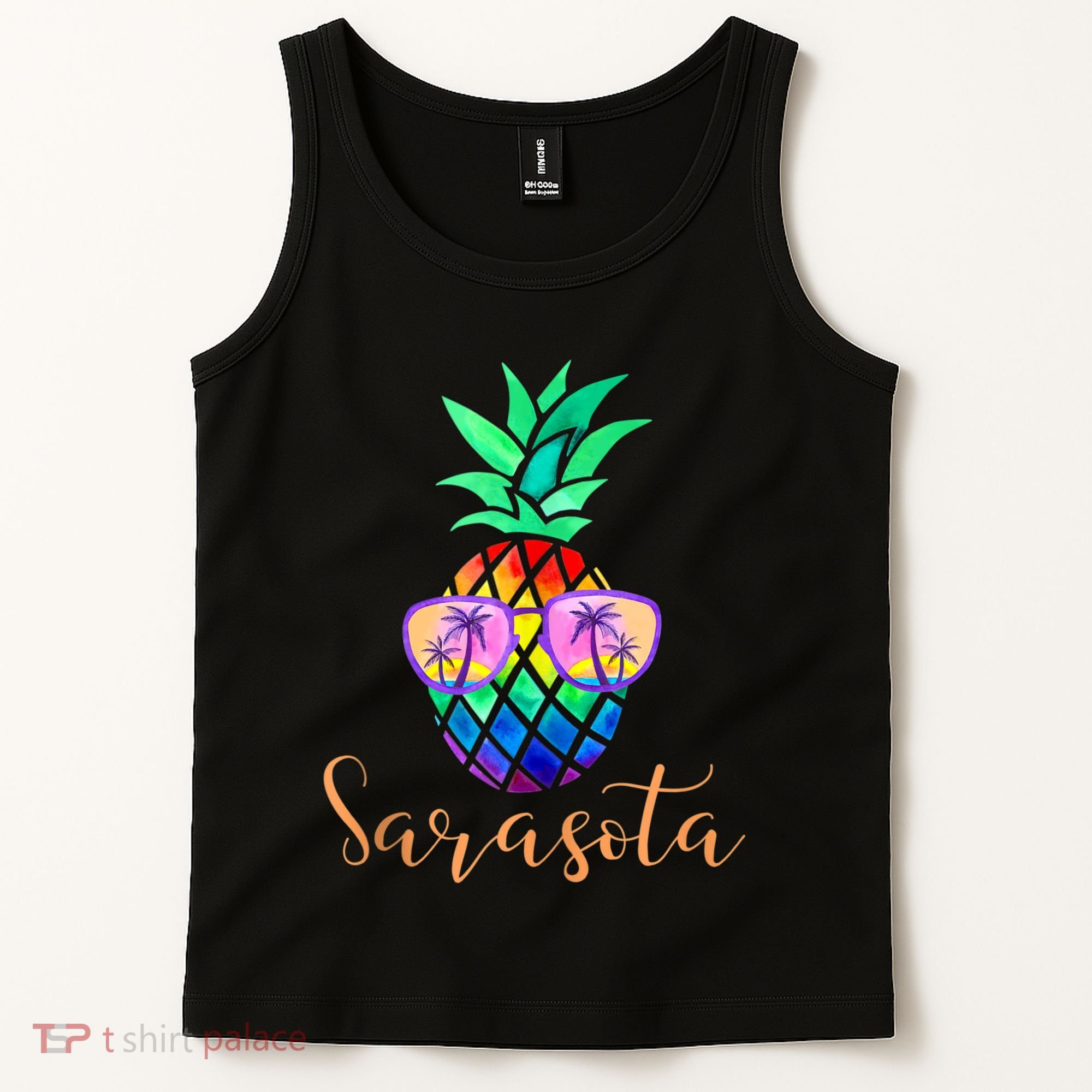 Sarasota Florida Tropical Funny Pineapple Summer Sunglasses Tank Top