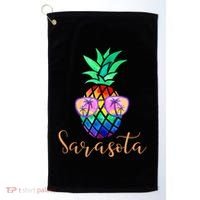 Sarasota Florida Tropical Funny Pineapple Summer Sunglasses Golf Towel thumb 0
