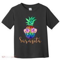 Sarasota Florida Tropical Funny Pineapple Summer Sunglasses Toddler T-Shirt thumb 0