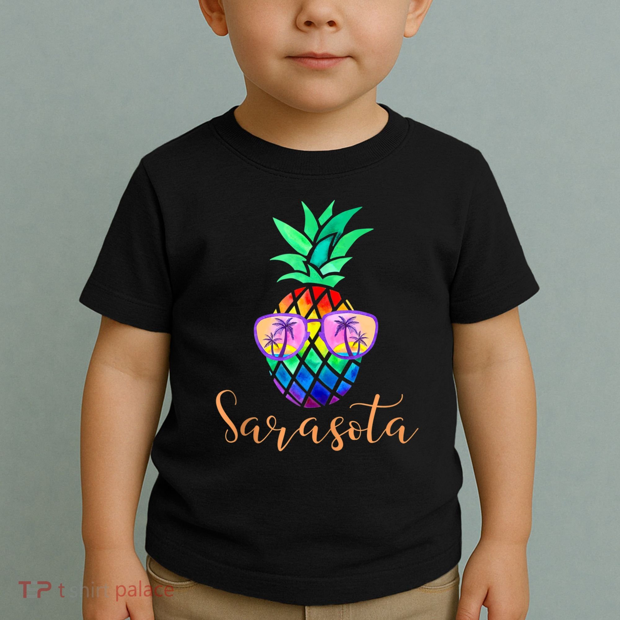 Sarasota Florida Tropical Funny Pineapple Summer Sunglasses Toddler T-Shirt