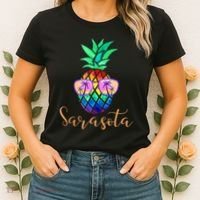 Sarasota Florida Tropical Funny Pineapple Summer Sunglasses Women's T-Shirt thumb 2