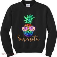 Sarasota Florida Tropical Funny Pineapple Summer Sunglasses Kids Sweatshirt thumb 0