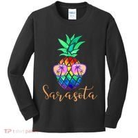 Sarasota Florida Tropical Funny Pineapple Summer Sunglasses Kids Long Sleeve Shirt thumb 0