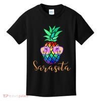 Sarasota Florida Tropical Funny Pineapple Summer Sunglasses Kids T-Shirt thumb 0