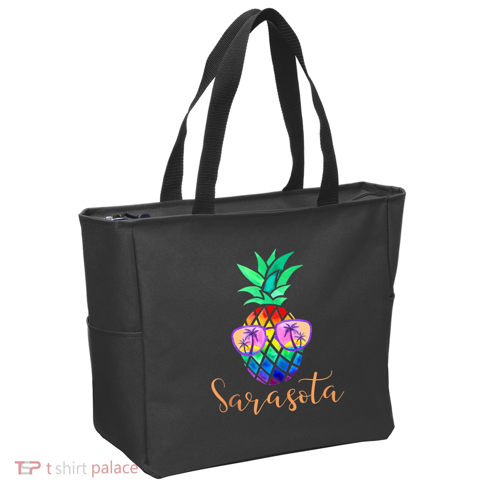 Sarasota Florida Tropical Funny Pineapple Summer Sunglasses Tote Bag