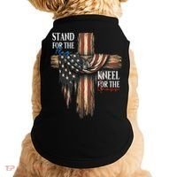 Stand For The Flag Kneel For The Cross Patriotic Christian Doggie Tank thumb 0