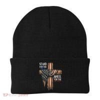 Stand For The Flag Kneel For The Cross Patriotic Christian Beanie thumb 0