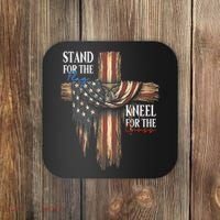 Stand For The Flag Kneel For The Cross Patriotic Christian Coaster thumb 0
