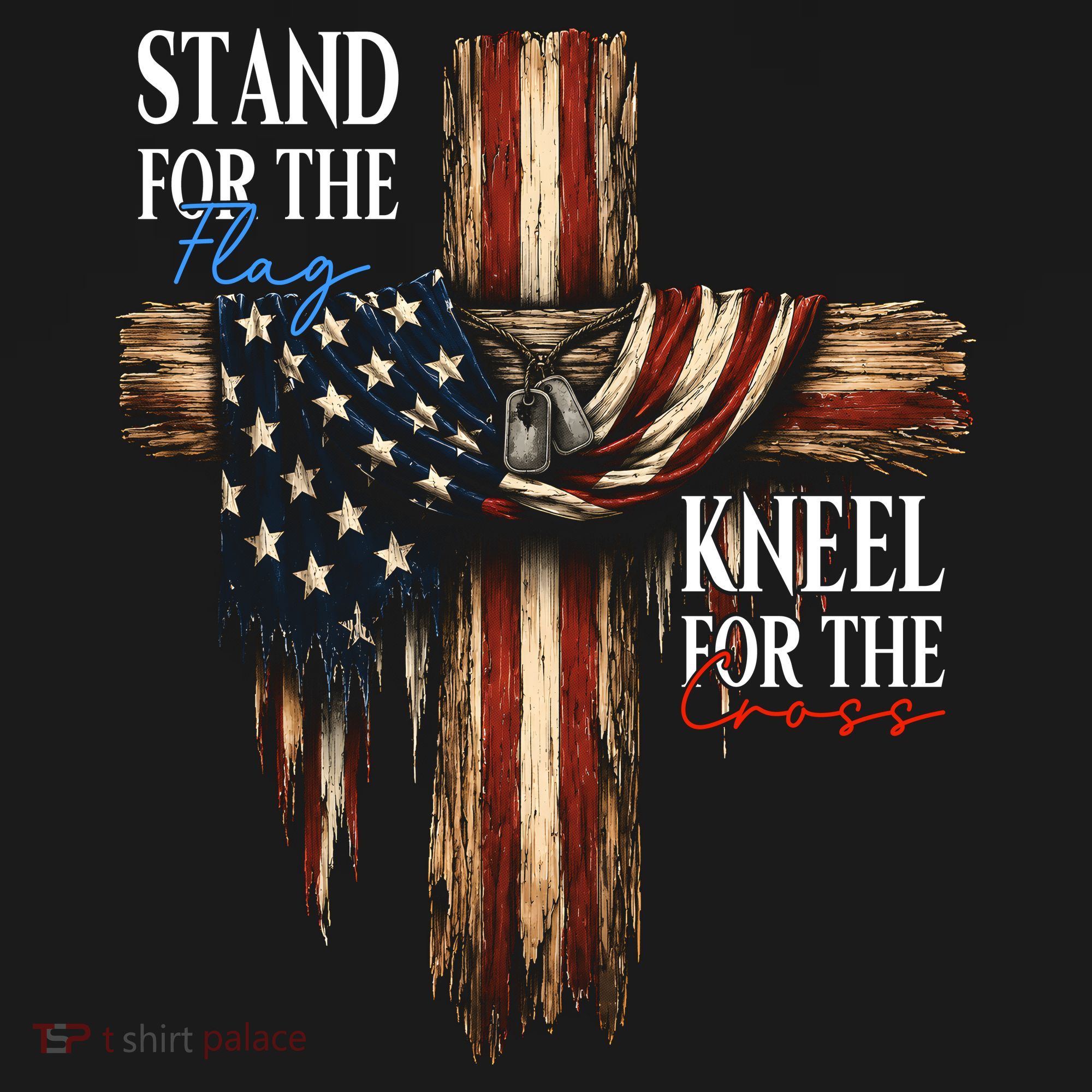 Stand For The Flag Kneel For The Cross Patriotic Christian Mousepad