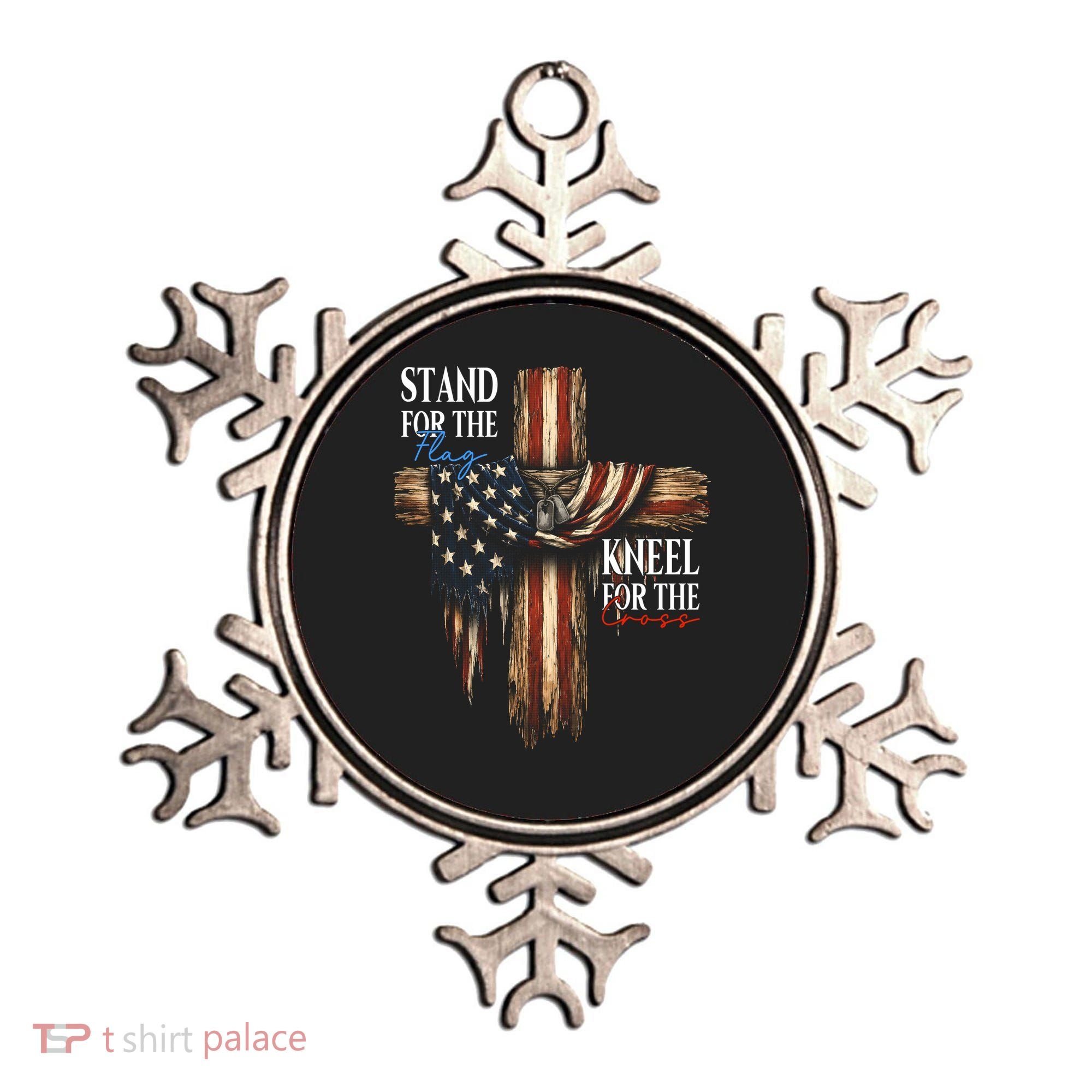 Stand For The Flag Kneel For The Cross Patriotic Christian Ornament