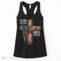 Stand For The Flag Kneel For The Cross Patriotic Christian Women's Tank Top thumb 0