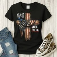 Stand For The Flag Kneel For The Cross Patriotic Christian Women's T-Shirt thumb 3