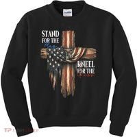 Stand For The Flag Kneel For The Cross Patriotic Christian Kids Sweatshirt thumb 0