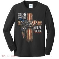 Stand For The Flag Kneel For The Cross Patriotic Christian Kids Long Sleeve Shirt thumb 0
